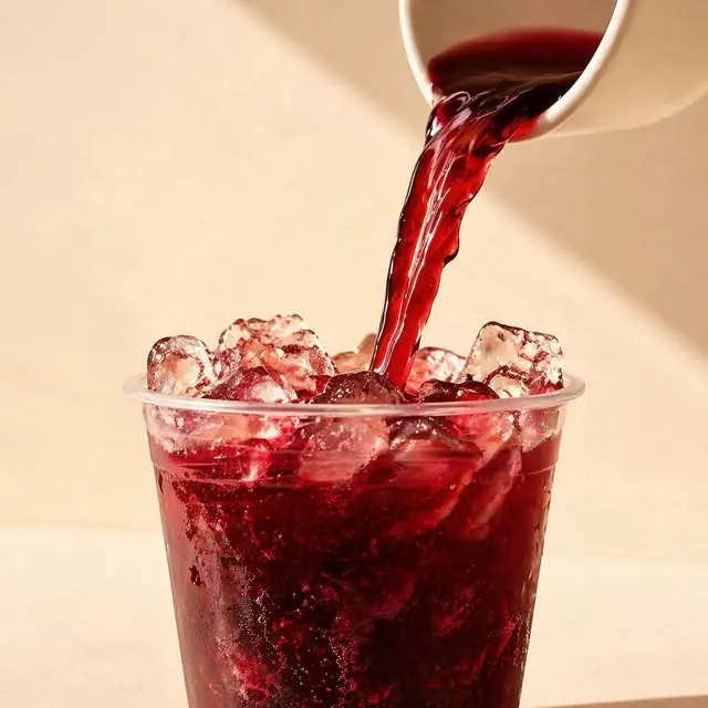 Cold hibiscus poured over ice