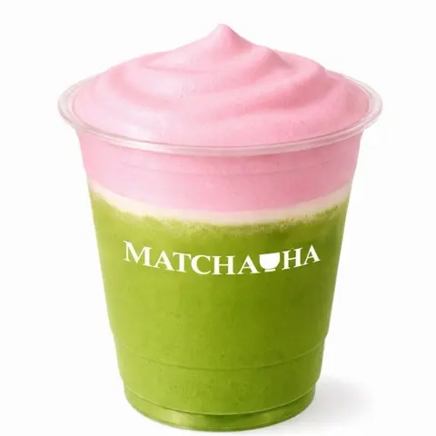 Pink matcha with strawberry foam